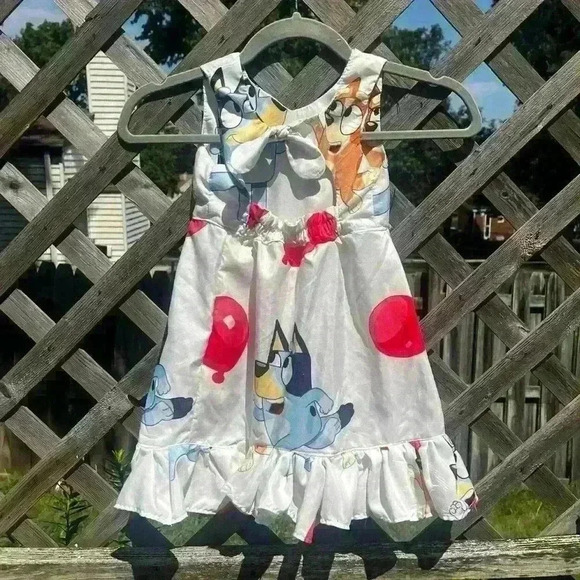 Custom Handmade Bluey Toddler Dress | Bingo Balloon White Sheet Tank | Size 5T - Picture 6 of 6